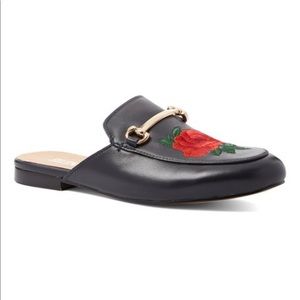 Silent D Ganthon Rose-Embroidered Slide Ons